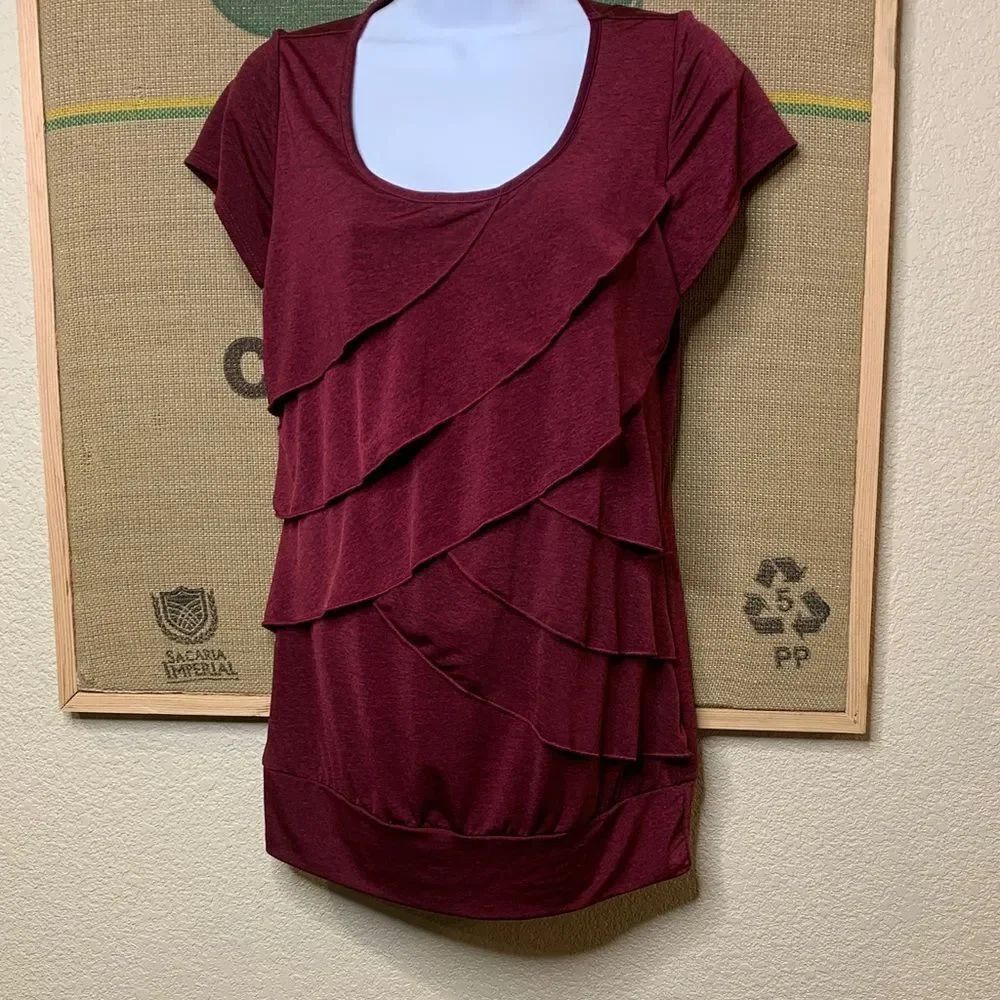 Maurices Deep Red Layered Blouse - Picture 2 of 8